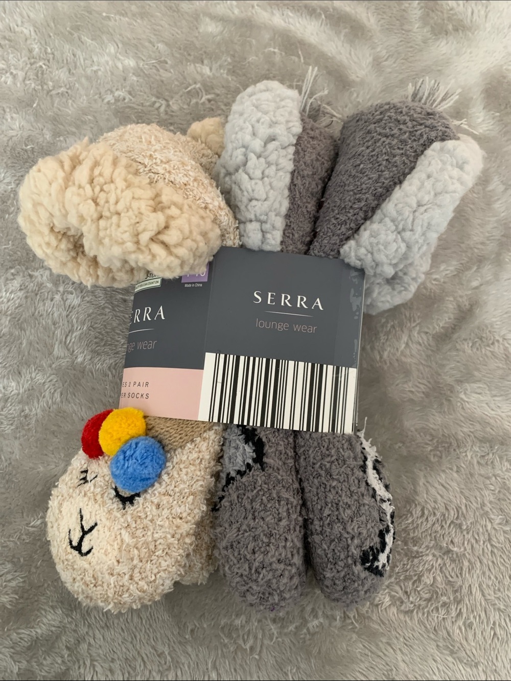 NWT Serra Lounge Wear 2-Pack Slipper Socks Llama Alpaca Aldi Find Cozy Fuzzy OS